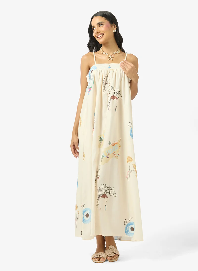 Ginger Bandeau A Line Printed Resort Dress